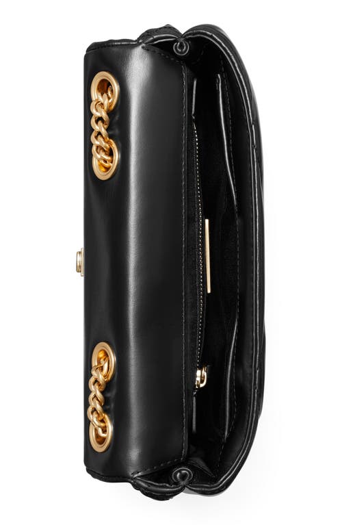 Tory Burch Kira Diamond Quilted Leather Small Convertible Shoulder Bag In Black