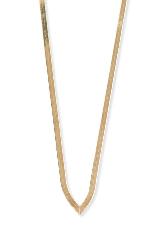 Herringbone Chain V-Necklace in Gold