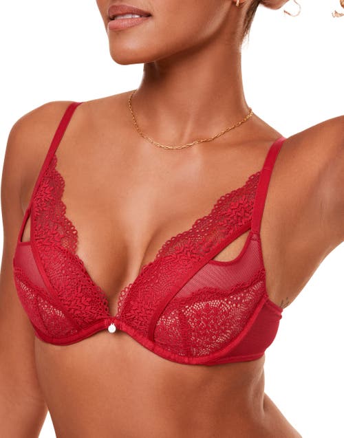 Shop Adore Me Sylvia Push Up Plunge Bra In Dark Red