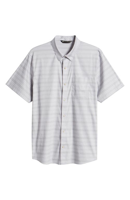 TRAVISMATHEW TRAVISMATHEW ON THE TABLE STRIPE SHORT SLEEVE STRETCH BUTTON-UP SHIRT 