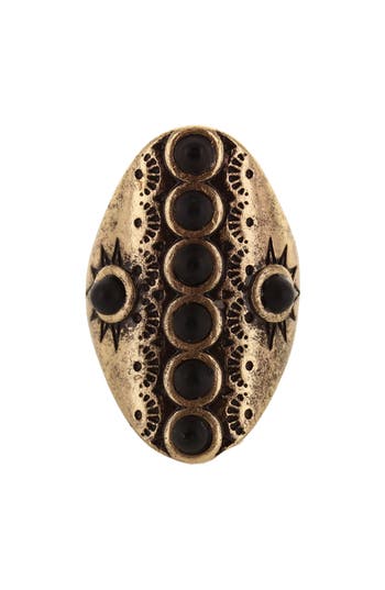Olivia Welles Circle Stone Statement Ring In Black