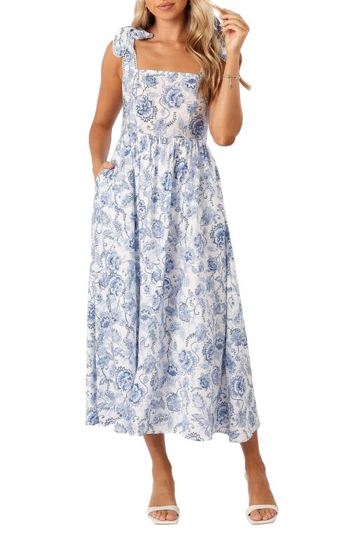 Petal & Pup Janie Midi Sundress in Blue Floral at Nordstrom, Size Small