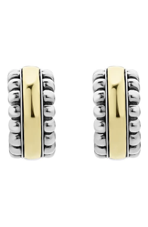 Shop Lagos Signature Caviar Small Two-tone Hoop Earrings In Silver/gold