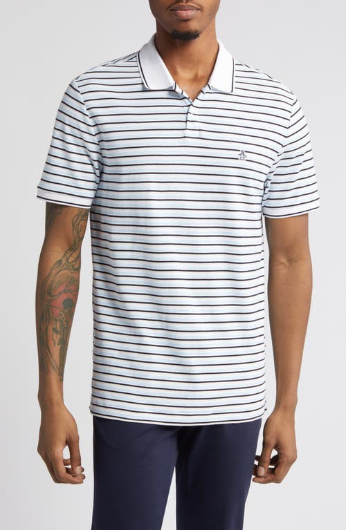 Stripe Interlock Polo in Bright White