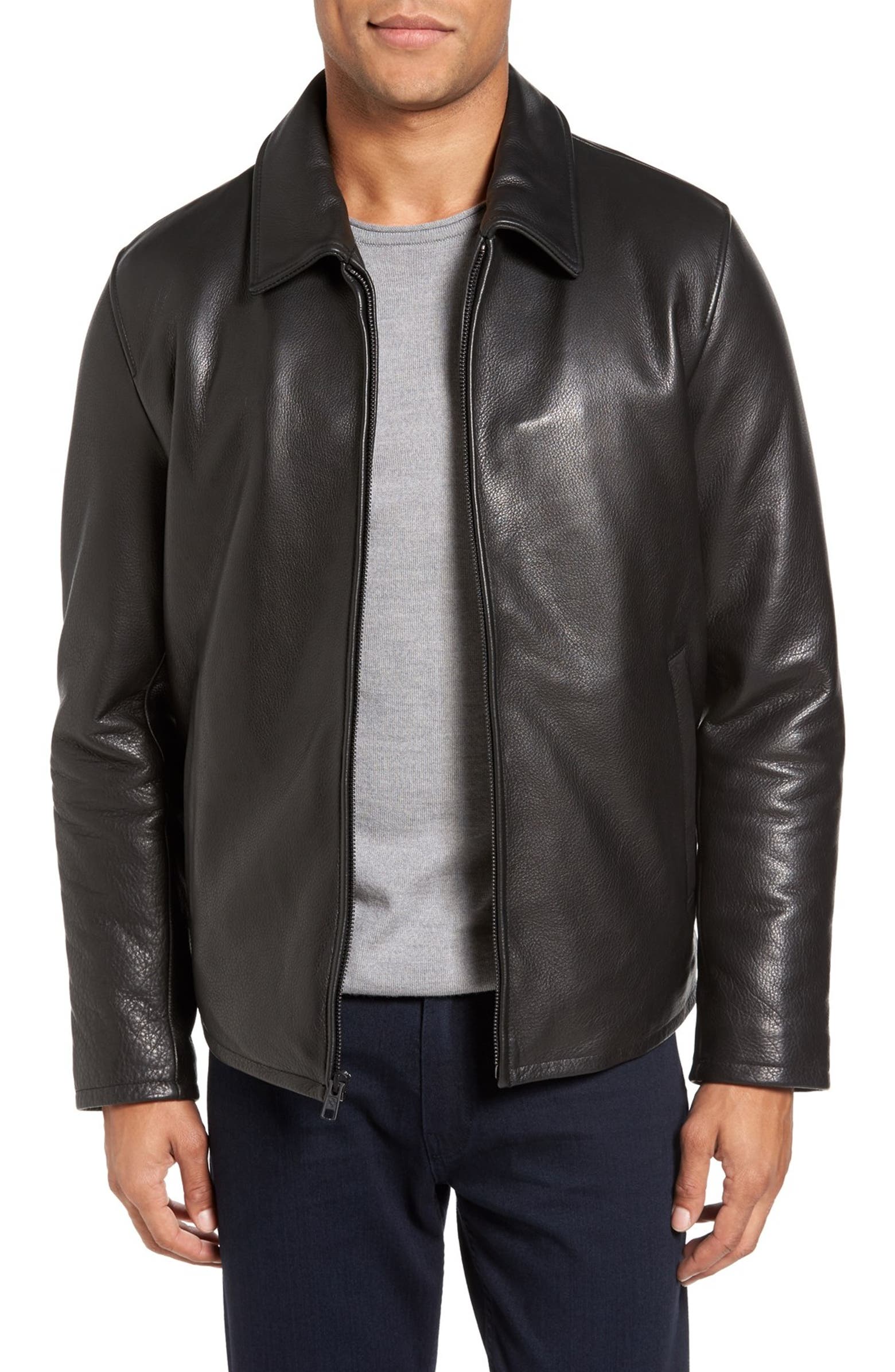 Vince Camuto Leather Zip Front Jacket | Nordstrom