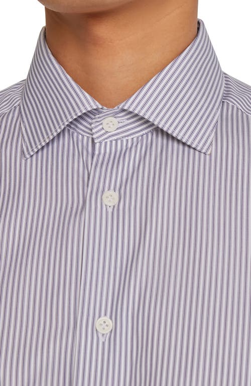 Shop Jack Victor Greene Midnight Stripe Cotton Dress Shirt In Navy/white