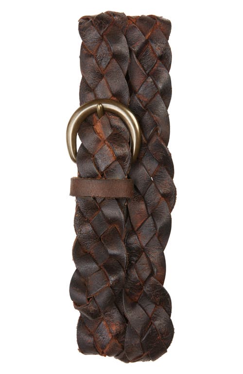 Double RL Conrad Braided Leather Belt in Vintage Tan