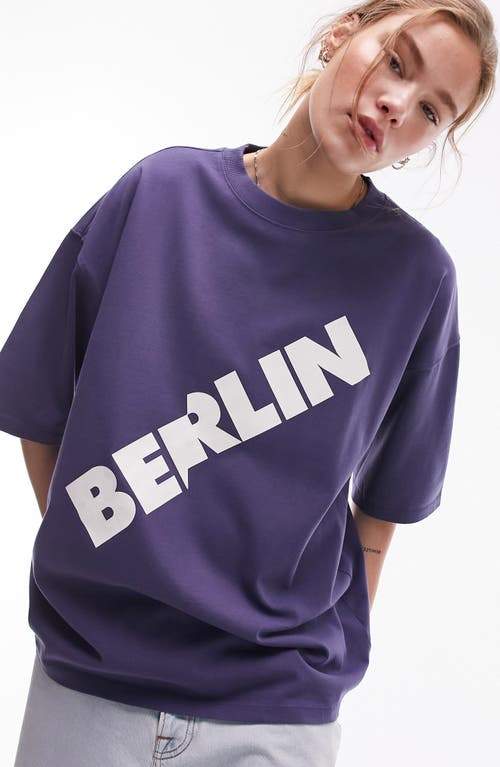 Topshop Berlin Oversize Graphic T-Shirt Mid Blue at Nordstrom,