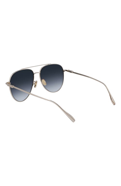 Ferragamo Gancini Evolution 61mm Aviator Sunglasses In Light Gold/blue Gradient