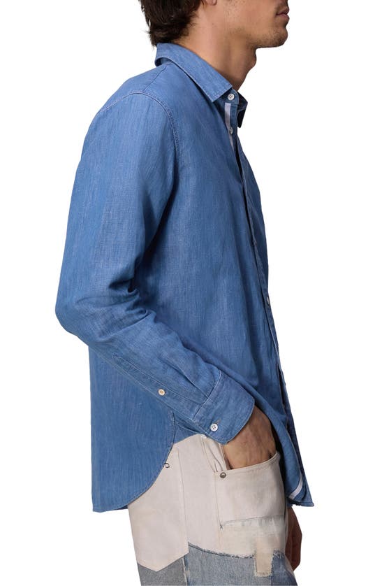 Shop Rag & Bone Finch Cotton & Linen Denim Button-up Shirt In Light Indigo