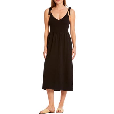 Michael Stars Maria Tie Detail Sleeveless Cotton Dress, Black