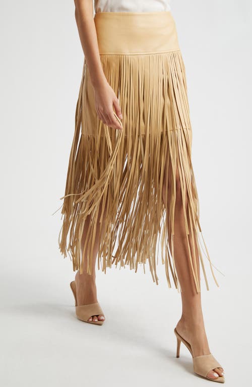 Shop L Agence L'agence Karolina Fringe Tiered Midi Skirt In Croissant