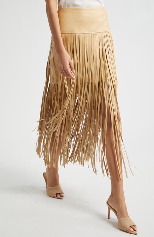 Shop L Agence L'agence Karolina Fringe Tiered Midi Skirt In Croissant