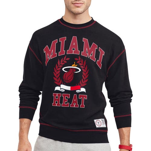 Men's Tommy Jeans Black Miami Heat Peter French Terry Pullover Sweatshirt
