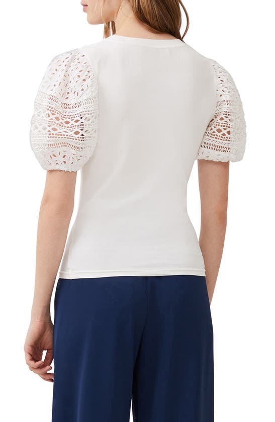 Shop French Connection Rosana Mix Media Puff Sleeve T-shirt In Linen White