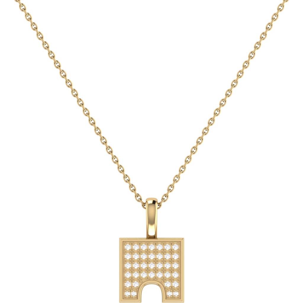 Luvmyjewelry City Arches Square Diamond Pendant In 14k Yellow Gold Vermeil On Sterling Silver In 14kt Gold Vermeil On Sterling