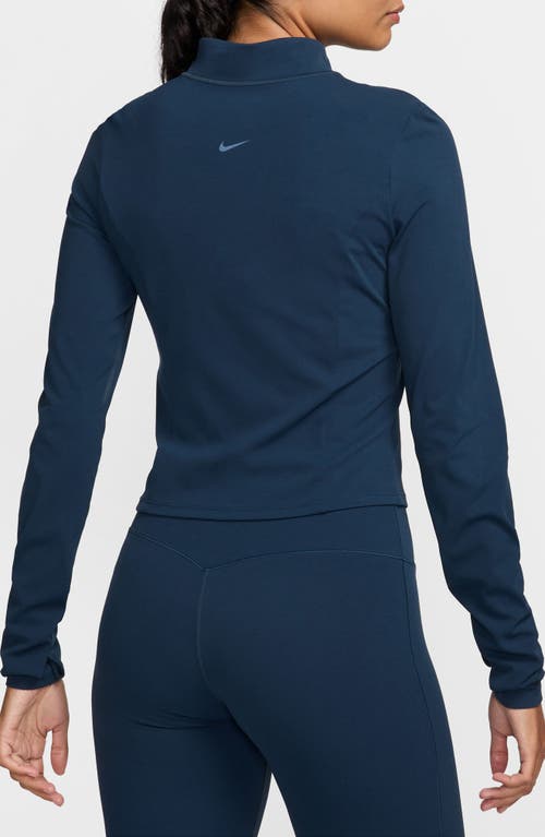 Shop Nike Zenvy Dri-fit Long-sleeve Full Zip Top In Armory Navy/white