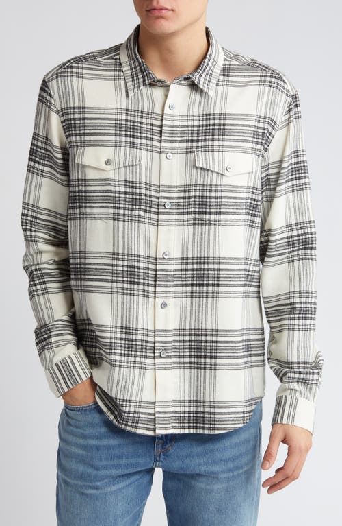 Frame Plaid Button-up Shirt In White Canvas/black