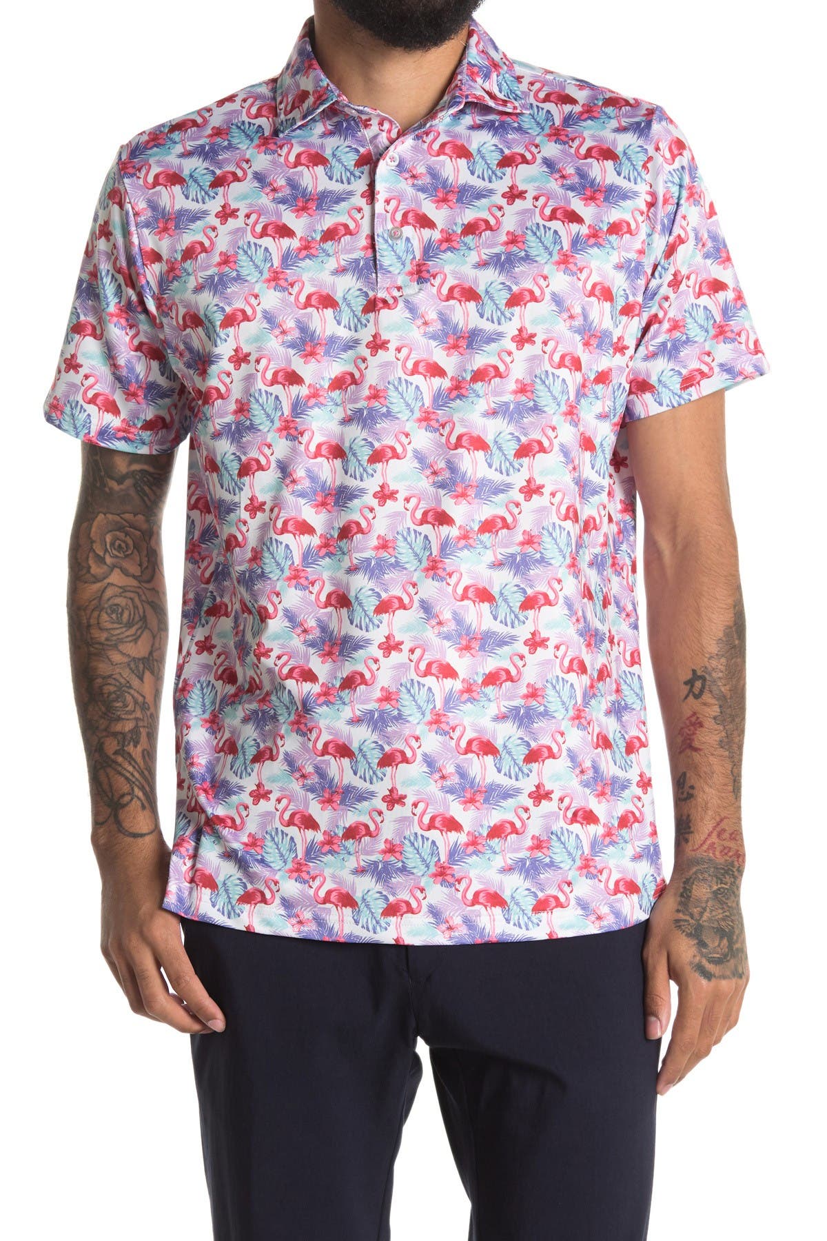 TailorByrd | Flamingo Print Performance Golf Polo | Nordstrom Rack