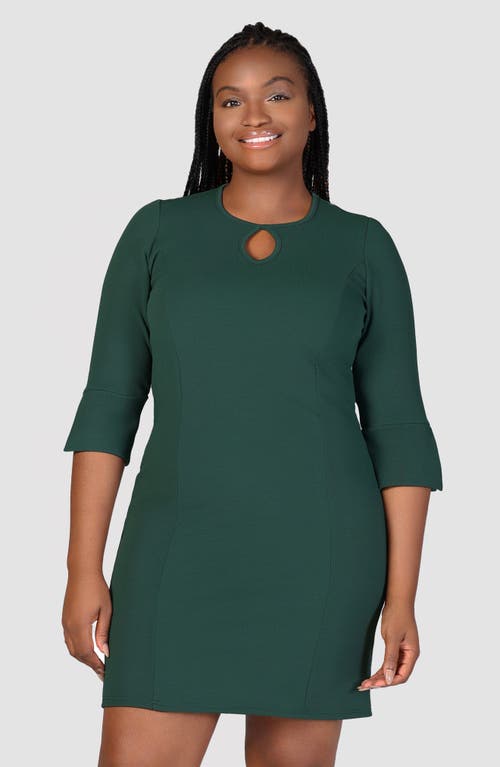 24seven Comfort Apparel Plus Size Three Quarter Sleeve Mini Dress In Hunter