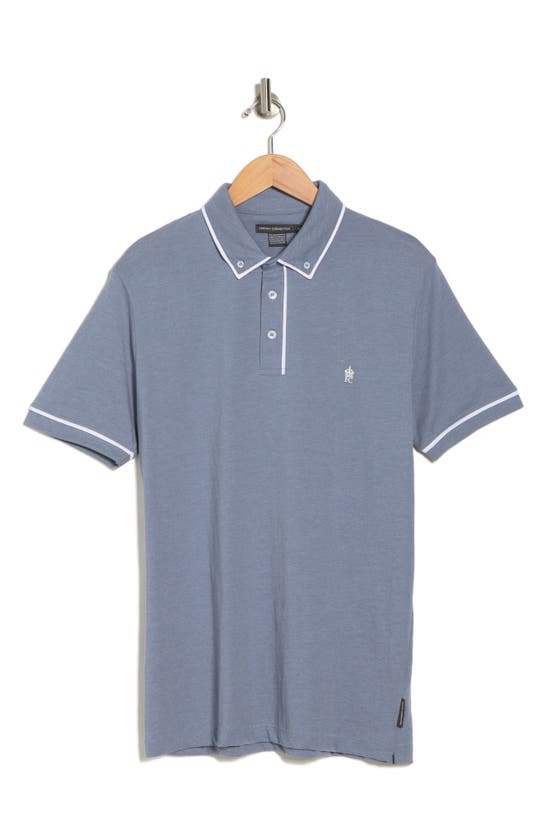 French Connection Piped Cotton Polo In Light Blue Mel