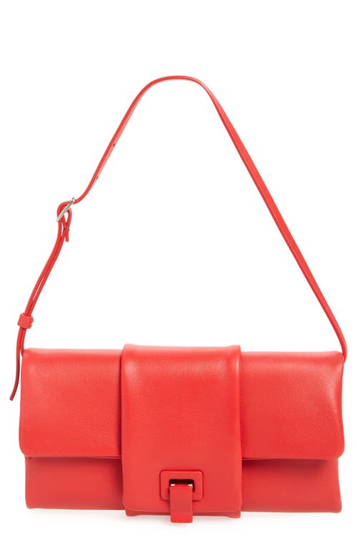 Flip Leather Shoulder Bag in Red