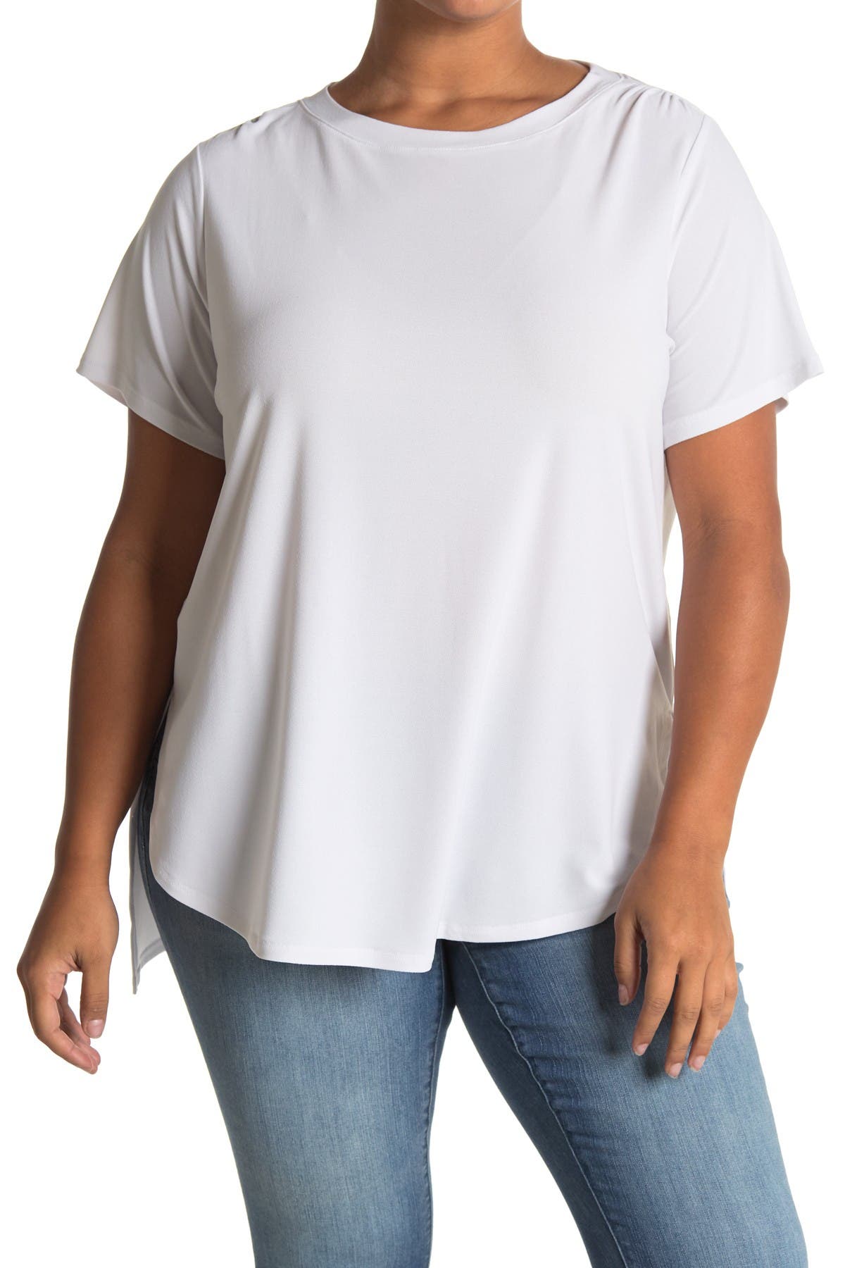 Halogen | Short Sleeve Split Hem Tunic T-Shirt | Nordstrom Rack