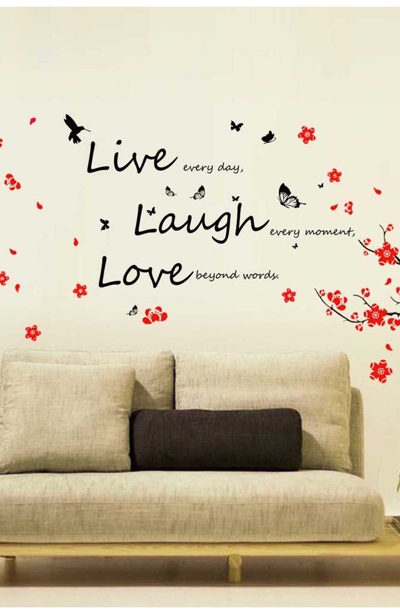 WALPLUS Blossom Vivid Live Decal, Main, color, BLACK