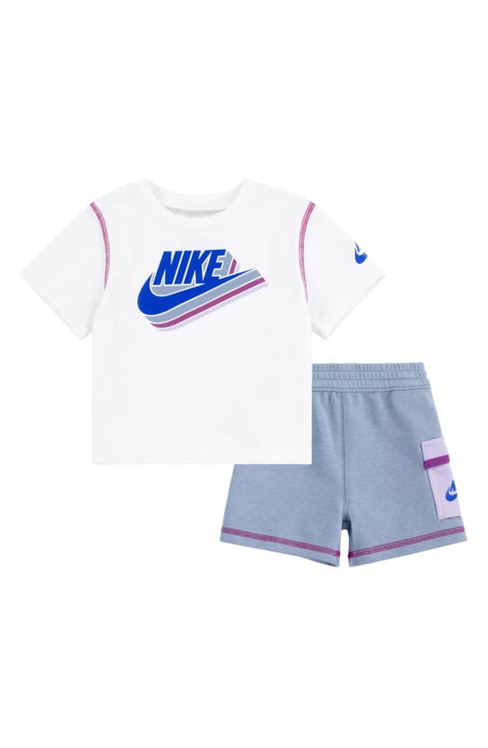 Nike Babies' Swoosh Graphic T-shirt & Knit Cargo Shorts Set In Ashen Slate