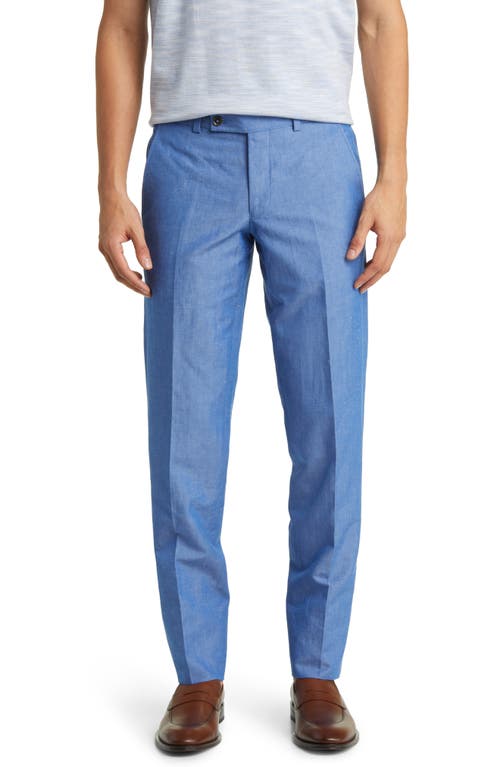 Ted Baker London Jerome Flat Front Linen & Cotton Slub Dress Pants Light Blue at Nordstrom,