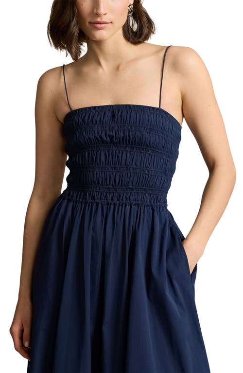 Shop Polo Ralph Lauren Shirred Bodice Sundress In Cruise Navy