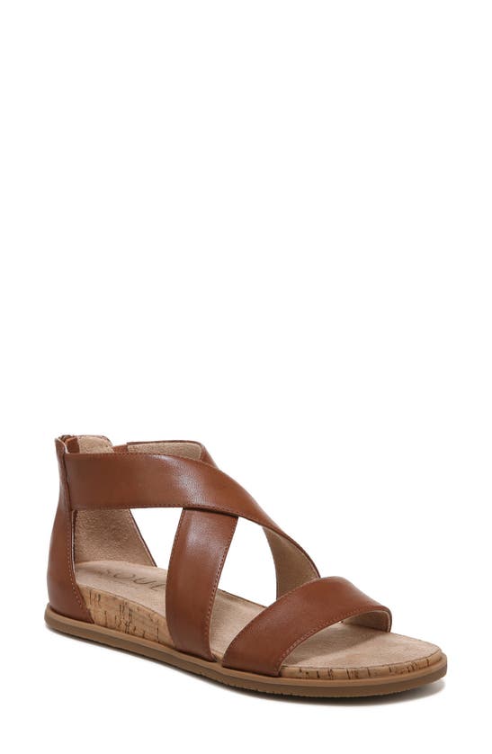 Natural Soul Cindi Strappy Sandal In Toffee Brown Smooth Synthetic