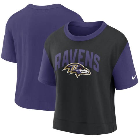 Baltimore Ravens Fanatics Branded Women's Arch Raglan 3/4-Sleeve Notch Neck  T-Shirt - Black/Purple