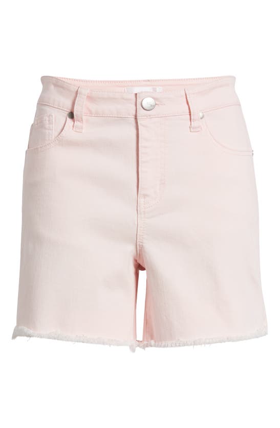 Shop 1822 Denim Frayed High Waist A-line Denim Shorts In Blush