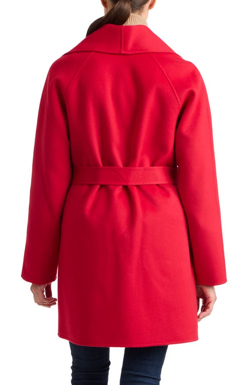 Sofia Cashmere Double Face Wool Blend Wrap Coat In Red
