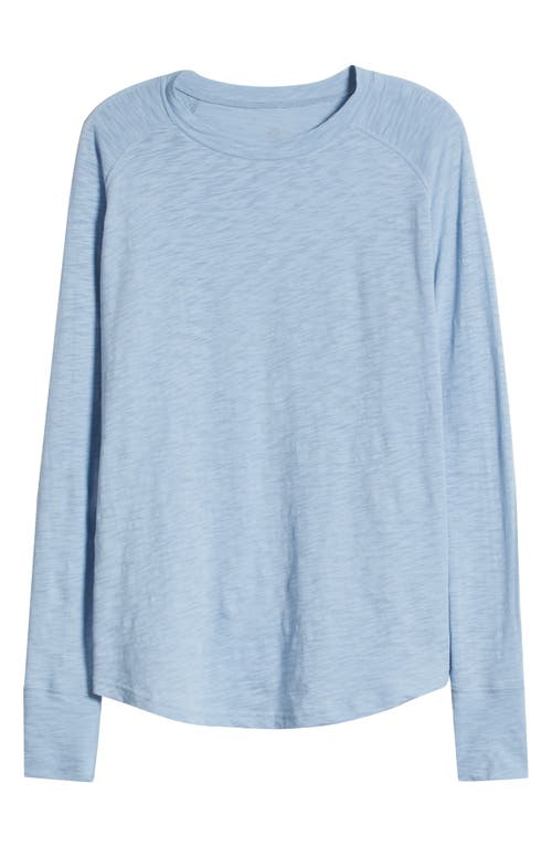 Zella Relaxed Washed 2.0 Long Sleeve Slub Tee In Blue Fog