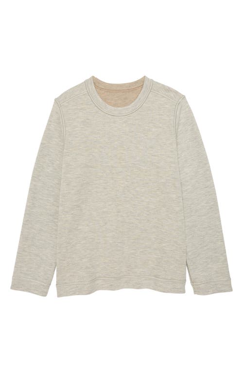 Shop Johnston & Murphy Kids' Solid Reversible Crewneck Long Sleeve T-shirt In Oatmeal/light Gray