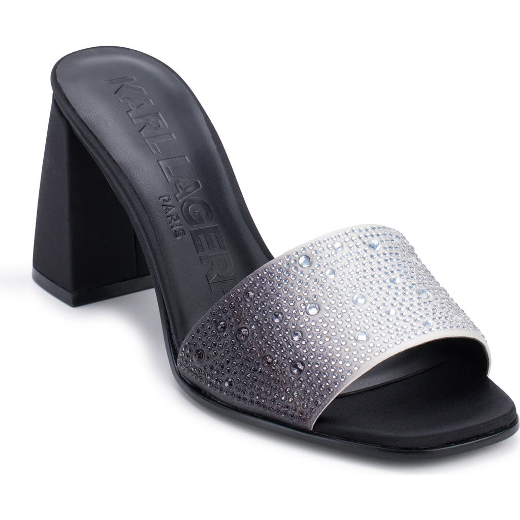 Karl Lagerfeld Pera Rhinestone Slide Sandal In Black/white