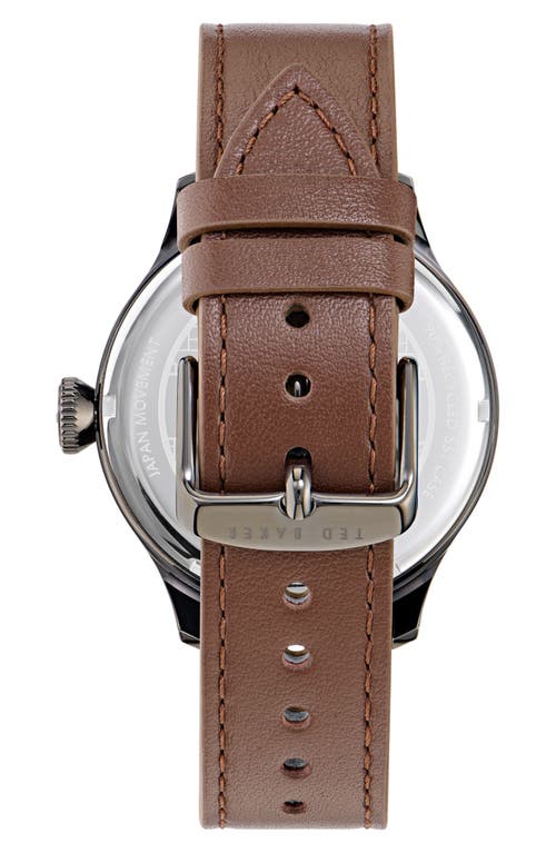 Ted Baker London Leather Strap Watch, 20mm In Brown/green