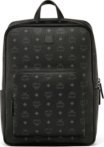 Mcm men's logo 2024 coated canvas backpack