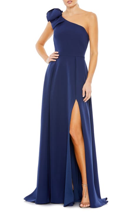 Bow One-Shoulder A-Line Gown