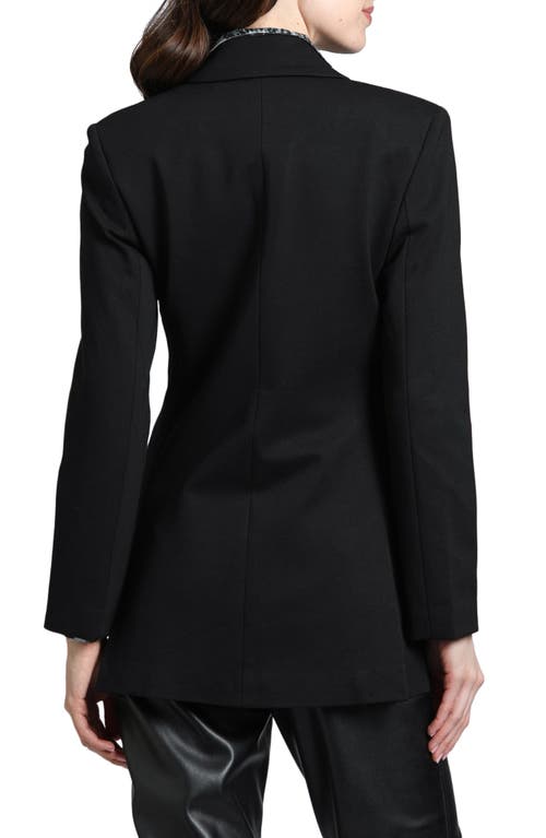 Shop Apny Retro Ponte Knit Blazer In Black