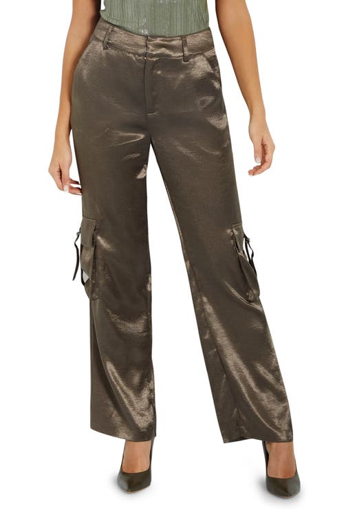 GUESS Jamie Satin Cargo Pants Beige at Nordstrom,