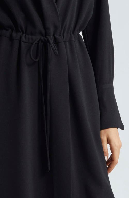 Emporio Armani Faux-wrap Drawstring Shirtdress In Solid Black
