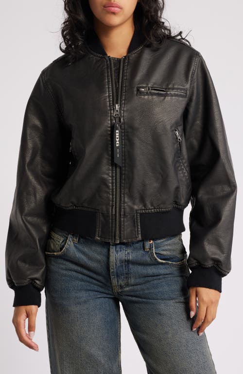 Shop Bdg Urban Outfitters Faux Leather Bomber In Black