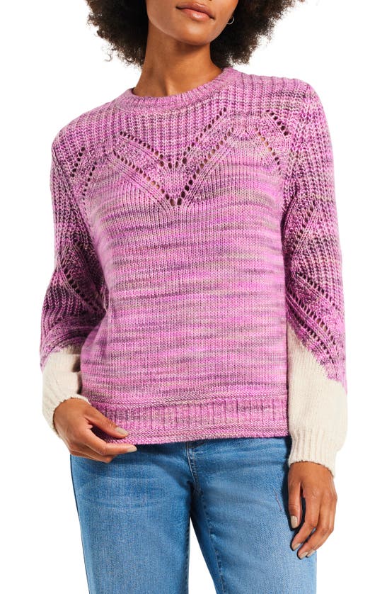 Shop Nic + Zoe Winter Warmth Cotton Blend Sweater In Pink Multi