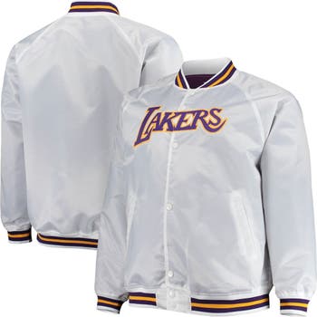 Youth Starter Purple Los Angeles Lakers Raglan Full-Snap Varsity Jacket