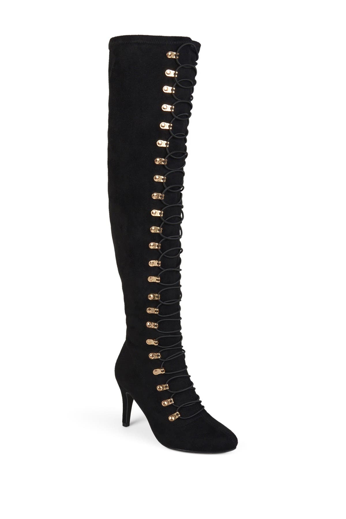 wide calf over the knee lace up boots