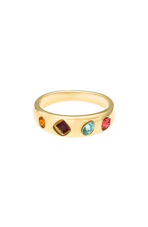 Rainbow Crystal Band Ring in Gold