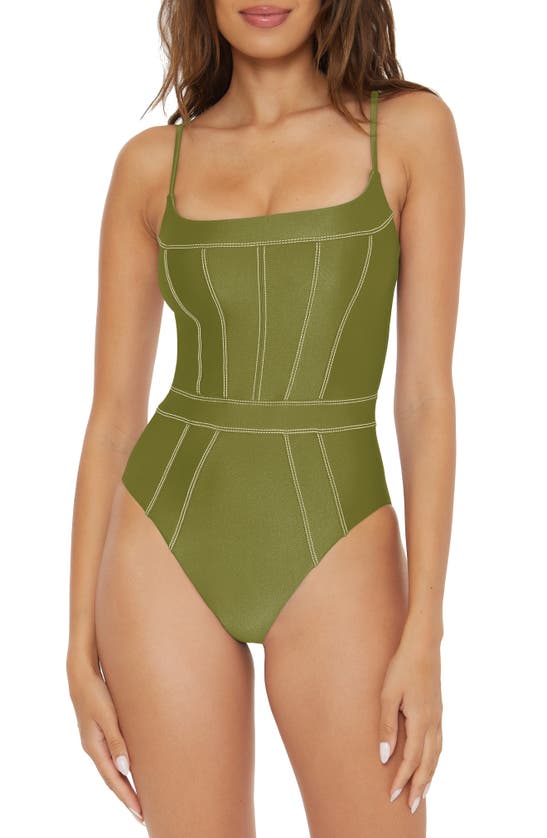 Shop Becca Color Sheen One-piece Swimsuit In Olive